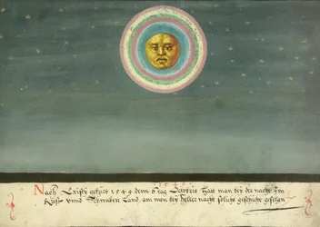 Augsburger Wunderzeichenbuch — Folio 163- Mondhalo über Schwaben